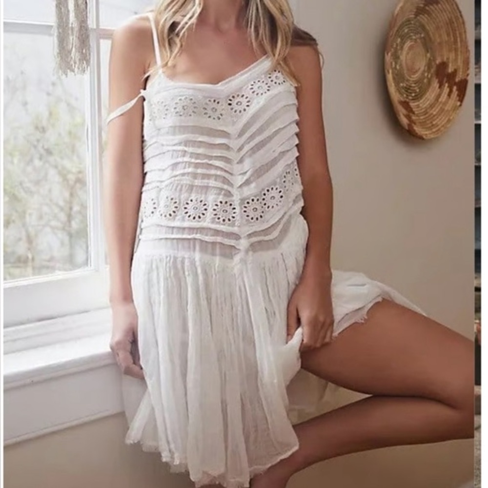 Free People White Eyelet Midi Slip Dress - Picture 5 of 6